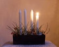 Advent Candle holder with four candles Royalty Free Stock Photo