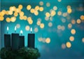 Advent candles at chiristmas holidays shining at night Royalty Free Stock Photo