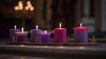 Advent Candles In Church, generative ai Royalty Free Stock Photo