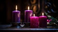 Advent Candles In Church, generative ai Royalty Free Stock Photo