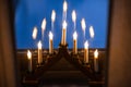 advent candlestick on window sill at night