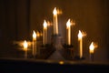 advent candlestick on window sill at night