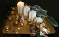 Advent christmas white candles and angel