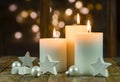 White Christmas candles and ornaments Royalty Free Stock Photo