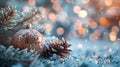 Advent Christmas Decoration with Ornament and Fir Branches and Defocused Lights Royalty Free Stock Photo