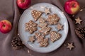 Advent cookies on a plate with decoration