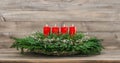 Advent decoration Four red burning candles Royalty Free Stock Photo