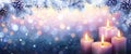 Advent - Four Purple Candles With Fir Branches Royalty Free Stock Photo