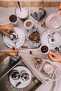 Advent time tea party with homemade muffins Royalty Free Stock Photo