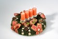 Advent wrath with burning candles, Christmas decoration Royalty Free Stock Photo