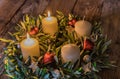 Christmas Advent wreath with two burning candles Royalty Free Stock Photo