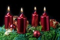 Advent wreath with four shining candles Royalty Free Stock Photo