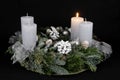 Advent wreath with one burning candle Royalty Free Stock Photo