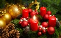 Advent wreath with one burning candle Royalty Free Stock Photo