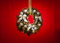 Advent wreath over red background Royalty Free Stock Photo