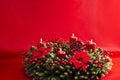 Advent wreath over red background Royalty Free Stock Photo