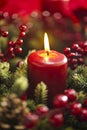 Advent wreath over red background Royalty Free Stock Photo