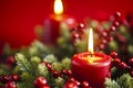 Advent wreath over red background Royalty Free Stock Photo