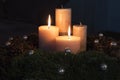 Advent wreath with two burning candles Royalty Free Stock Photo