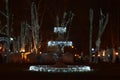 Advent in Zagreb, Croatia, Fountain at Zrinjevac park by night Royalty Free Stock Photo