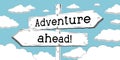 Adventure ahead - outline signpost with two arrows Royalty Free Stock Photo