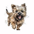Adventure Awaits: Cairn Terrier Puppy in Bold Watercolor