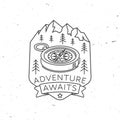 Adventure awaits. Camping quote. Vector illustration Concept for shirt or logo, print, stamp or tee. Vintage line art