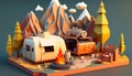 Camping 3D - Adventure awaits at this picturesque campsite by the river - ai generated