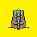 Adventure backpack line icon