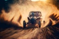 Adventure buggy extreme ride on dirt track, sports