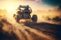 Adventure buggy extreme ride on dirt track, sports