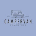 adventure camper van line art logo vector symbol illustration design Royalty Free Stock Photo