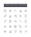 Adventure and christmas line icons collection. dventure, Thrill, Excitement, Risk, Dare, Expedition, Odyssey vector and
