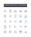 Adventure and christmas line icons collection. Tranquility, Serenity, Solitude, Nature, Scenic, Rustic, Adaptation