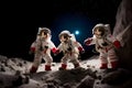 Adventure of cute spacemen or astronauts on Mars AI Generative Royalty Free Stock Photo