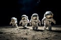 Adventure of cute spacemen or astronauts on Mars AI Generative Royalty Free Stock Photo