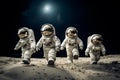 Adventure of cute spacemen or astronauts on Mars AI Generative