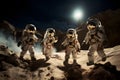 Adventure of cute spacemen or astronauts on Mars AI Generative