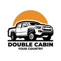 Adventure double cabin pickup truck logo vector isolated Royalty Free Stock Photo