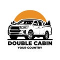 Adventure double cabin pickup truck logo vector isolated Royalty Free Stock Photo