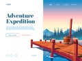 Adventure expedition cartoon landing page, banner