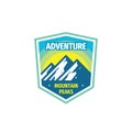 Adventure extreme sport - concept badge design. Mountain peaks climbing creative logo. Expedition outdoors emblem. Vector illustra Royalty Free Stock Photo