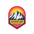 Adventure extreme sport - concept badge design. Mountains climbing creative logo. Expedition outdoors emblem. Vector illustration.