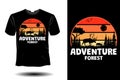 Adventure forest with deer silhouette t shirt mockup retro vintage design Royalty Free Stock Photo