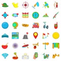 Adventure icons set, cartoon style Royalty Free Stock Photo