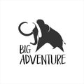 Adventure logo with black mammoth silhouette