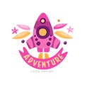 Adventure logo design, summer vacation, weekend tour, tourist agency creative label vector Illustration Royalty Free Stock Photo