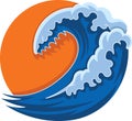 adventure logo, exciting images of waves and sun and nature