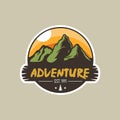 Adventure logo illustration with mountain icon theme in retro style