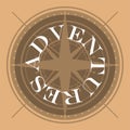 Adventure logo. Travel emblem, label or logotype. Compass wind rose, cartographic symbol, vintage style sea navigational